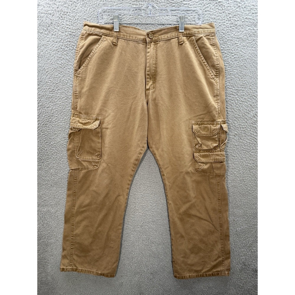 Wrangler Pants Mens 36x30 Tan‎ Duck Canvas Cargo Workwear Chore Grunge Skater